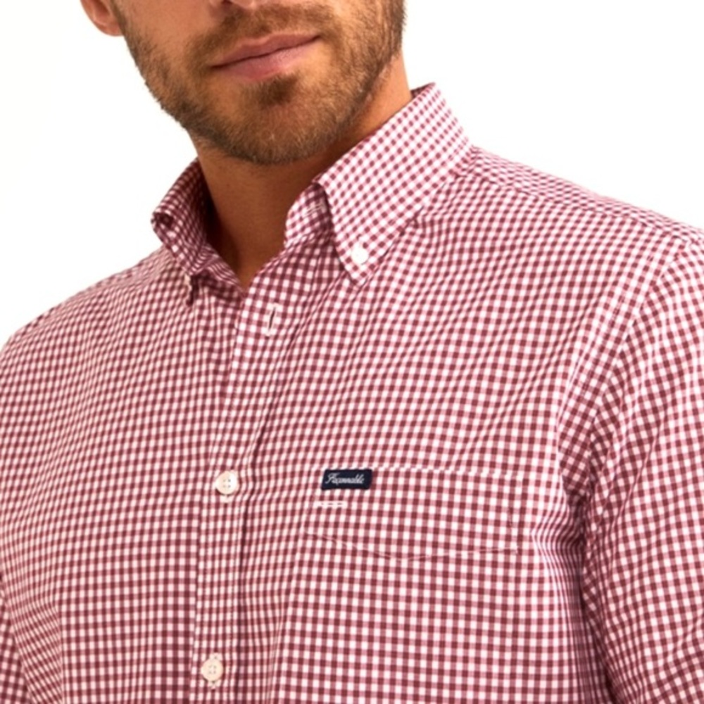 Faconnable Large Gingham Button Cotton Shirt - image 2